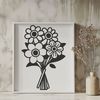 Vibrant Flower Collection A hand-drawn illustration of a bouquet of flowers in various colors and shapes.