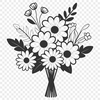 Blooming Flower Cluster Artwork A collection of colorful flowers arranged together in a single stem, suitable for various graphic designs.