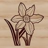 A single daffodil flower with long green stem in a floral arrangement.