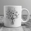 Elegant Floral Arrangement SVG A delicate floral bouquet designed with intricate details, perfect for wedding decorations or Mother's Day gifts.