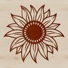 Greenhouse Garden Plant Icon An illustration of a single tall sunflower with large orange-yellow flower head surrounded by green leaves.