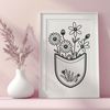 Wildflower Pocket Design Clipart A detailed illustration of a floral pocket with wild flowers arranged in a decorative design.