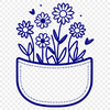 Whimsical Wildflower Accordion Fold An illustration of a wild flower pocket design featuring intricate floral patterns.