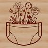 Wild Flower Pocket Design Illustration A detailed illustration of a wild flower-inspired pocket design, suitable for various crafting projects.