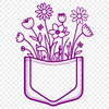 A decorative flower-shaped pocket with intricate details, suitable for crafting and design projects.