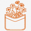 Colorful Flower Pouch Design A graphic illustration of a pocket adorned with wild flowers in various colors.