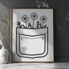 Free Vector Flower Pattern A stylized illustration of a flower pocket with intricate details and curved lines, suitable for vector art design.