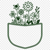 Hand-Drawn Flower Pouch Illustration A hand-drawn design featuring a stylized flower pocket with intricate details.