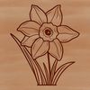 Vector Nature Scene: Green Stem & Flower A high-quality vector illustration of a single blooming daffodil flower in front of a simple green stem.