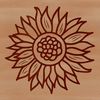 Bright Floral Accent A simple line drawing of a large yellow sunflower with dark center, ideal for gardening or nature-themed projects.