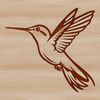 A small, colorful hummingbird in mid-flight, with intricate details and realistic features.