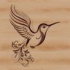 A colorful hummingbird in flight, illustrated with intricate details.