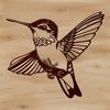 Close-up illustration of a vibrant hummingbird perched on a branch.