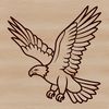 Illustrative image of a flying eagle, a wild bird species, represented as vector art.
