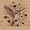 A vector graphic design featuring a stylized hummingbird with hearts, suitable for various applications and designs.