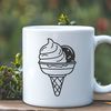 Delicious Single Scoop Ice Cream Illustration A colorful illustration of a single scoop ice cream in a cone, designed as a vector graphic for digital use.
