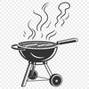 Vector Grill Design A vector illustration of a barbecue grill with cooking utensils and food, suitable for graphic design.