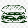 Simple Hamburger Illustration A simple vector illustration of a hamburger with a bun, patty, lettuce, tomato, and cheese.
