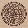 A digital illustration of a classic pizza with various toppings, suitable for graphic design projects.