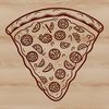 A simple illustration of a classic pizza with toppings.