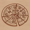 A digital illustration of a pizza in various toppings and styles, suitable for graphic design.