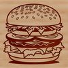 Free Graphic Burger Design A stylized illustration of a classic hamburger with sesame seed bun.