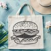 Beefy Burger Icon SVG Graphics Illustrative representation of a classic cheeseburger with beef patty, lettuce, tomato, and cheese.