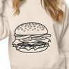 Delicious Food Vector Graphic A digital representation of a classic hamburger made up of a bun, patty, lettuce, cheese, and tomato.