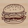 Vector graphic representation of a traditional burger, suitable for digital design and printing.