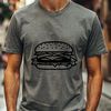 Food Icon SVG Design A detailed illustration of a classic cheeseburger with lettuce, tomato, cheese, and patty on a bun.