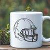 Football Sports Vector Art A detailed illustration of a football helmet with padding and a strap, representative of the sport of American football.