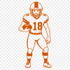 An illustration of a football player wearing a helmet and holding a ball, suitable for vector graphics projects.
