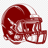 Free Football SVG Illustration An illustration of a football helmet with a football protruding from the face mask.