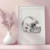 A classic football helmet with pads and a facemask, designed as vector art.