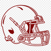 Illustration of a football helmet with laces and a facemask, used in the sport of American football.