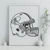 Football Helmet Design for Free Download A detailed illustration of an American football, featuring a helmet and other design elements suitable for vector art.