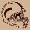 An illustration of a football helmet and the ball in motion, representing American football sport.
