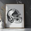 Classic Helmet Graphics A detailed illustration of a standard issue American football helmet with padding and face mask.