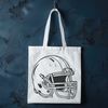 An illustration of a football player's protective gear, featuring an American football helmet.