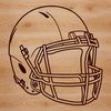 Football Player's Essential Gear American football player's gear, including a helmet and protective pads.