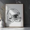 A stylized illustration of an American football with a football helmet, suitable for vector art and commercial use.