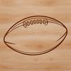 A graphic representation of a football used in the sport with a rounded shape and laces.