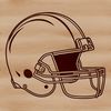 American Football Illustration with Helmet Details An illustration of an American football with detailed graphics on the helmet and a bold design.