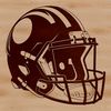 Illustrative representation of a football player's protective gear, specifically the helmet, in vector format.