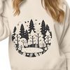 Detailed vector illustration of a forest scene featuring multiple trees and natural elements.
