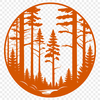 Free Forest Clip Art Illustration A detailed illustration of a forest landscape with multiple trees, foliage, and terrain.