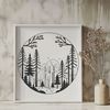 Whimsical Woodland Scene Vector Art A dense forest scene with multiple trees and foliage, suitable for vector art and cutting machine designs.