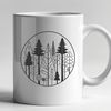 Lush Forest Ecosystem Vector Graphic A vector graphic representation of a lush forest ecosystem with multiple tree species.
