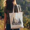 Serene Woodland Scene Illustrated forest landscape featuring various trees in a serene natural setting.
