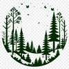 Vibrant Woodland Scene A colorful illustration of a dense forest with various trees and foliage.